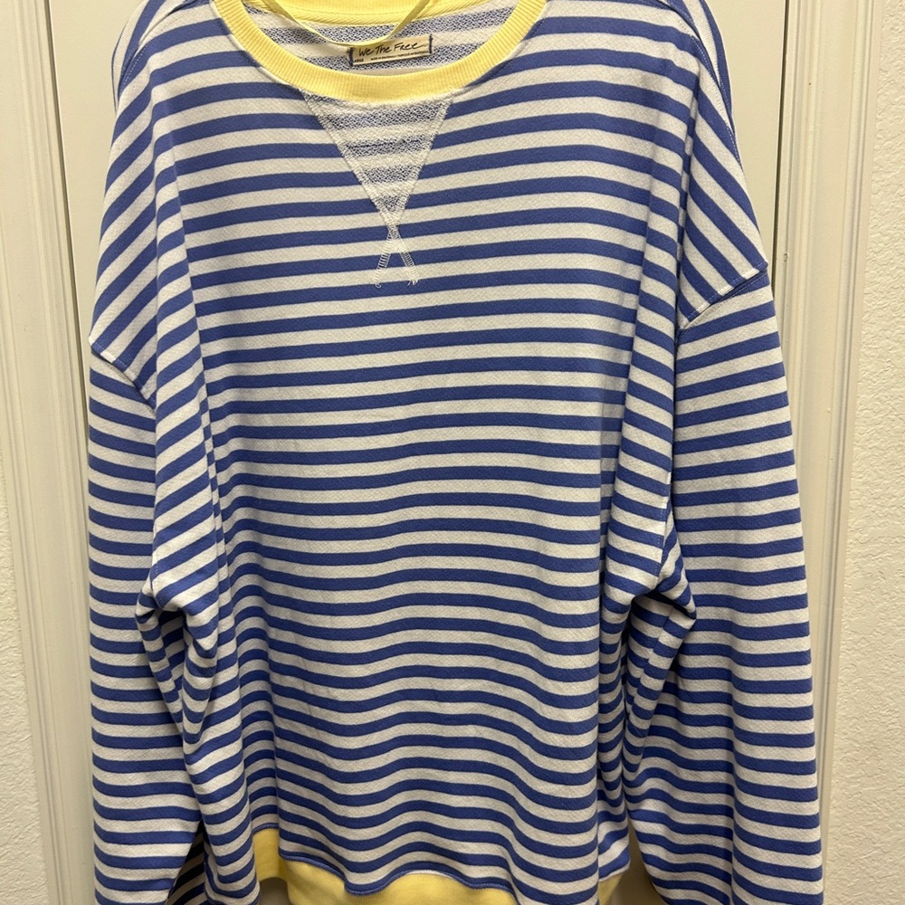 NWOT free people classic striped oversized  crewneck